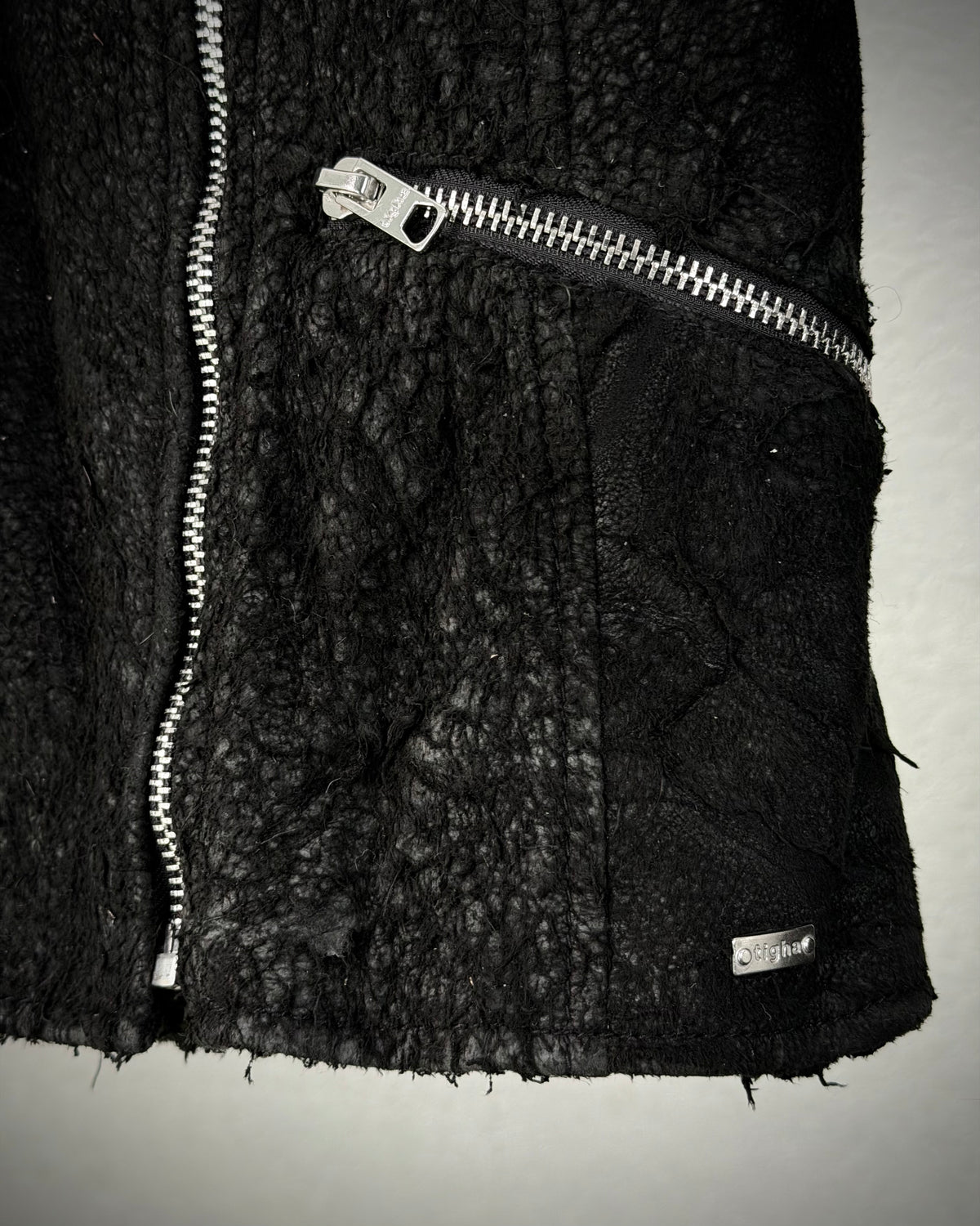 Tigha Blistered Sheepskin Leather Jacket