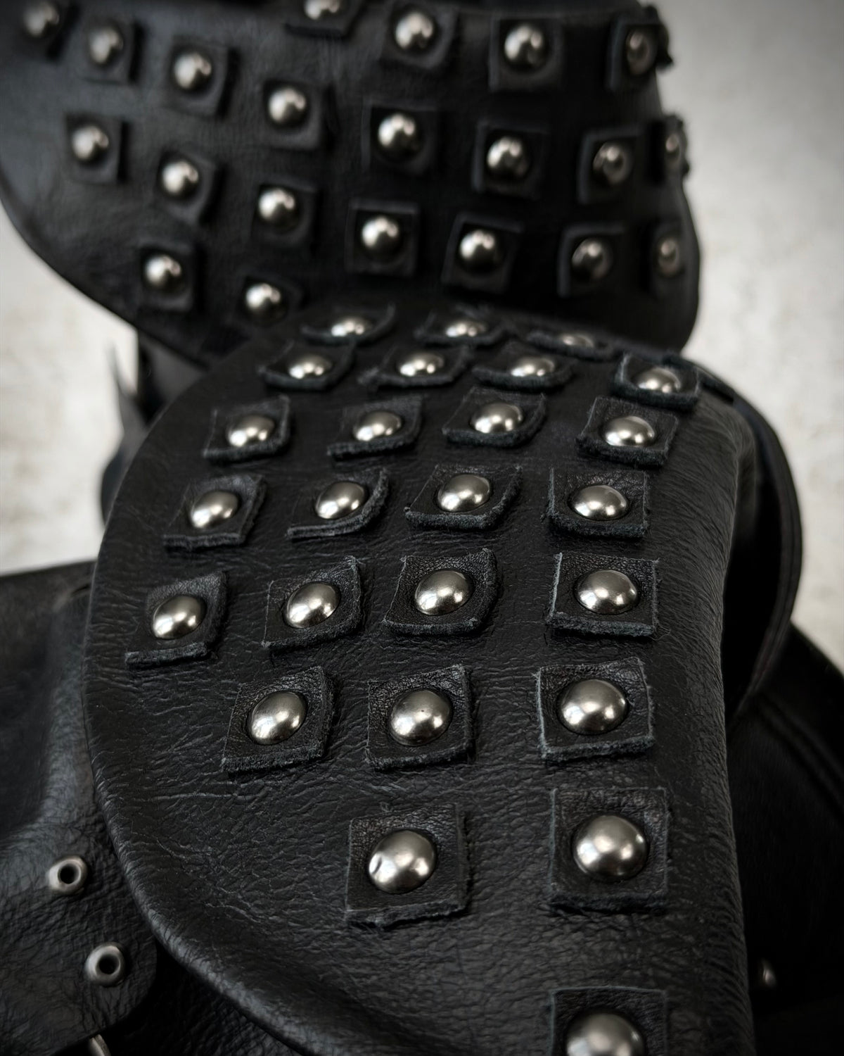 Studded Double Layered Leather Boots