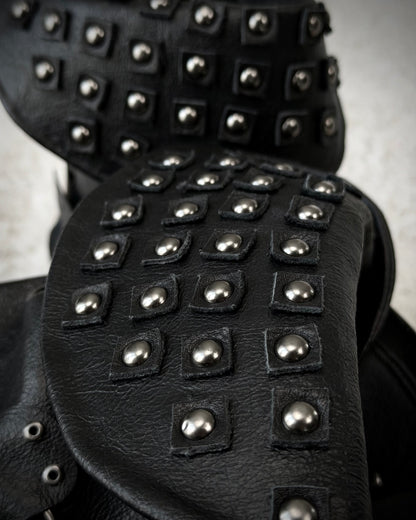Studded Double Layered Leather Boots