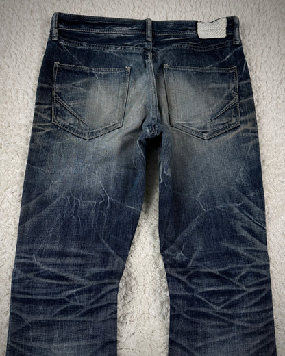 Fuga Whiskered Honeycomb Washed Snakeskin Flared Jeans
