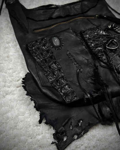 Raw Cut Crocodile Leather Shoulder Bag
