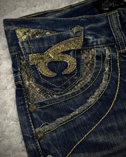 Red Pepper Python Detailed Bootcut Jeans