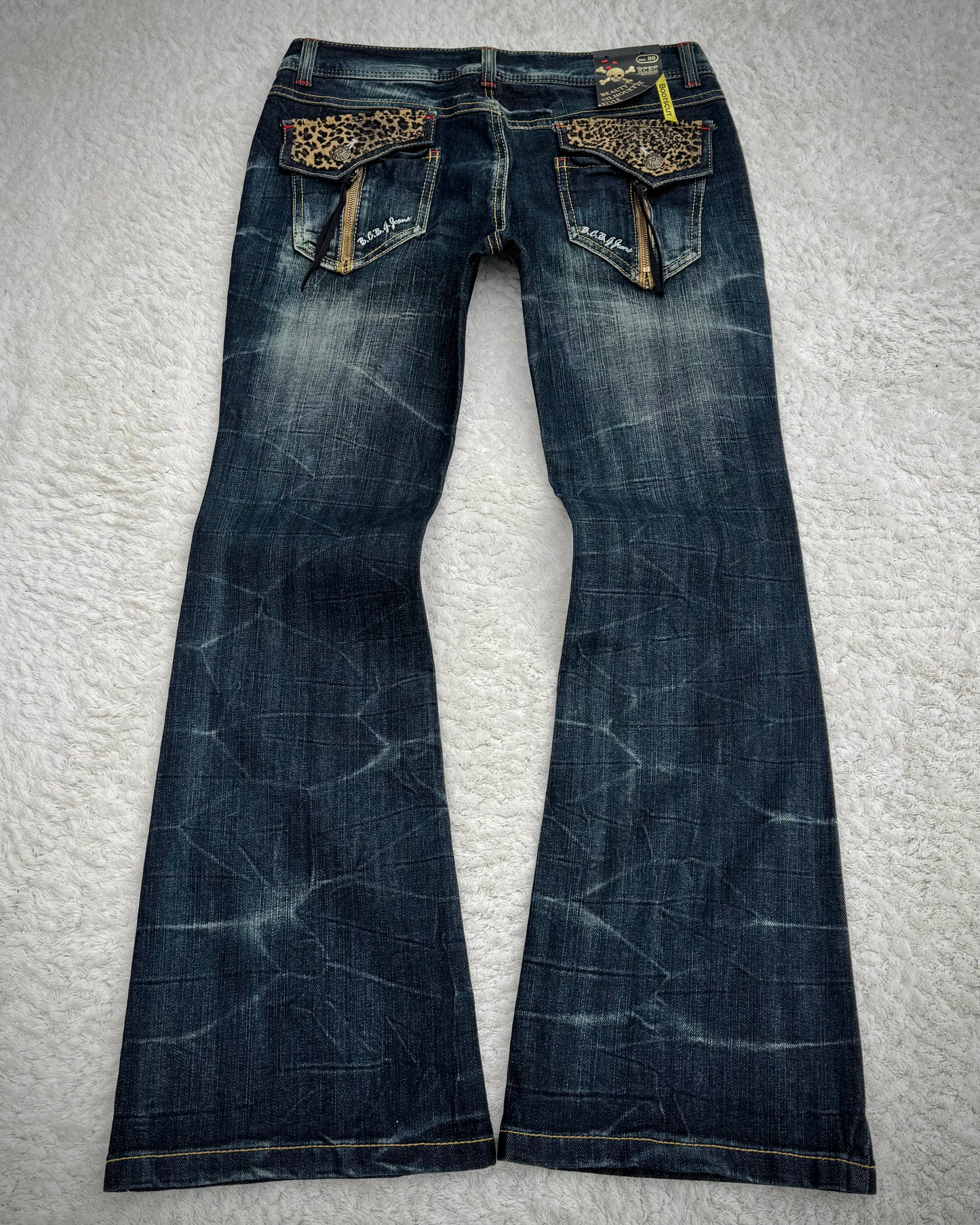B.C.B.G. Leopard Detailed Vintage Flared Jeans