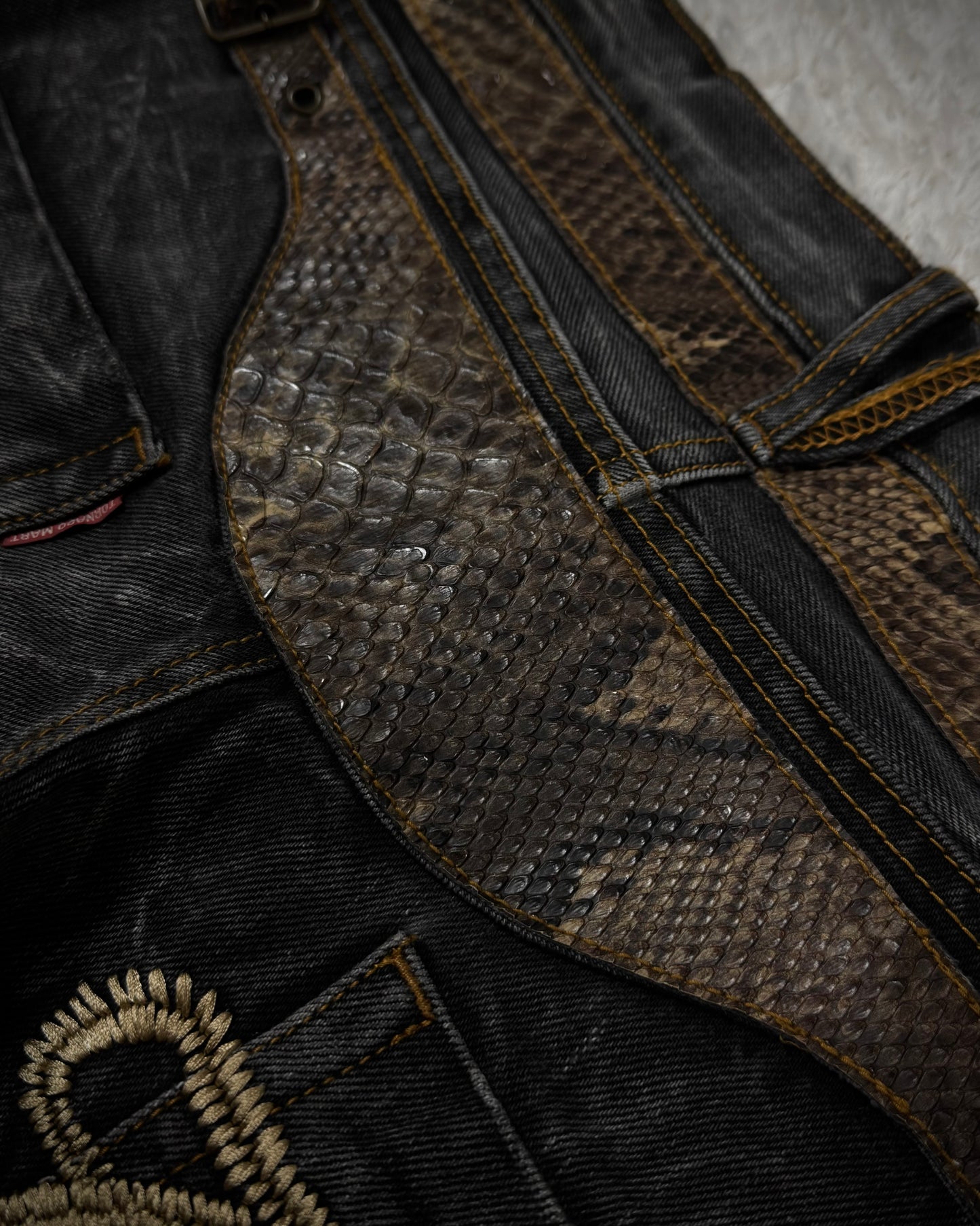 Tornado Mart Python Belted Flared Jeans