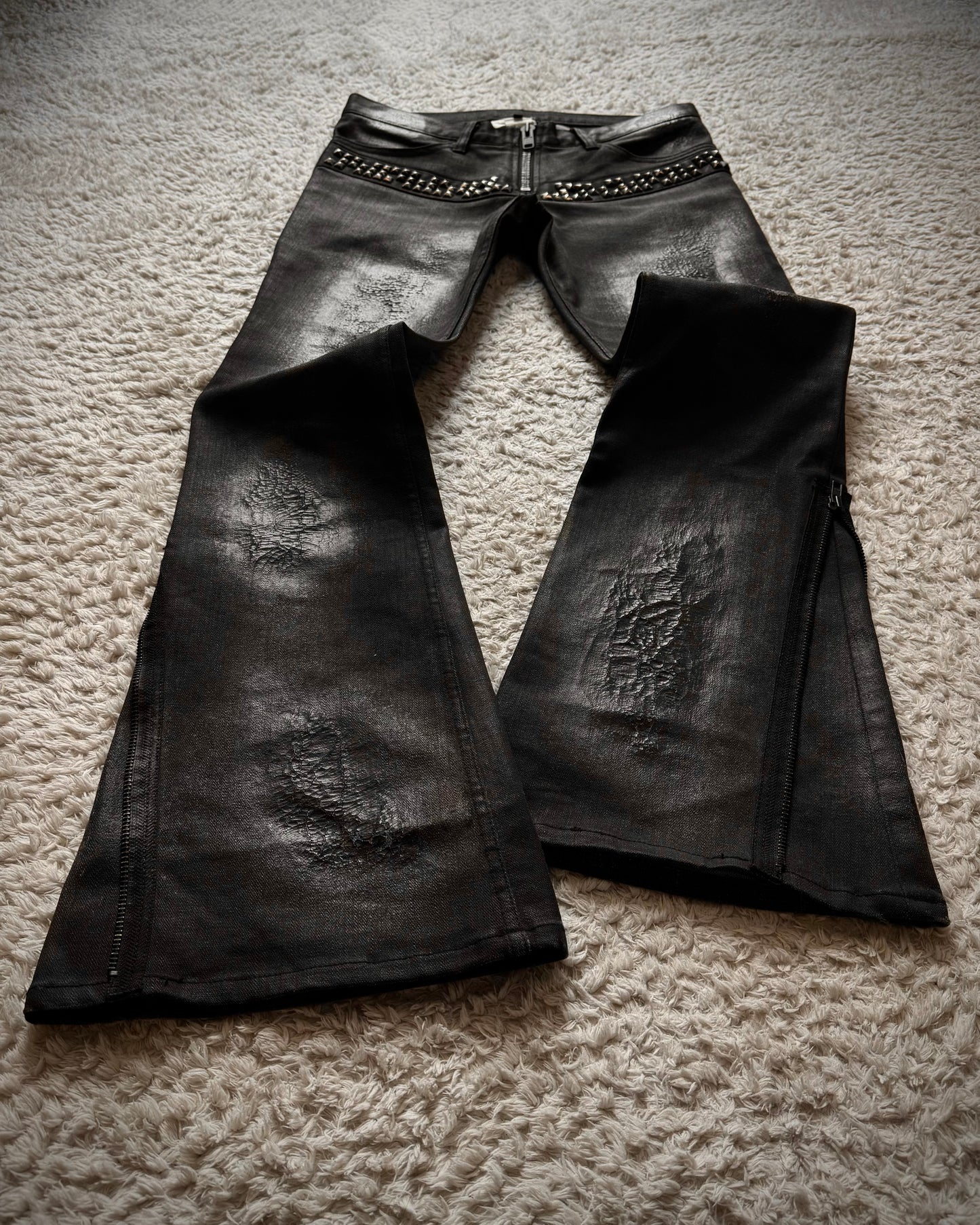 LED Rechwe Veronica Arizona Studded Waxed Flared Jeans