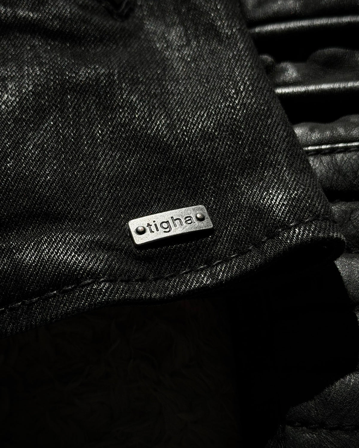 Tigha Waxed Leather Biker Jacket