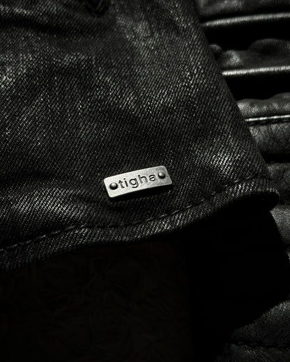 Tigha Waxed Leather Biker Jacket