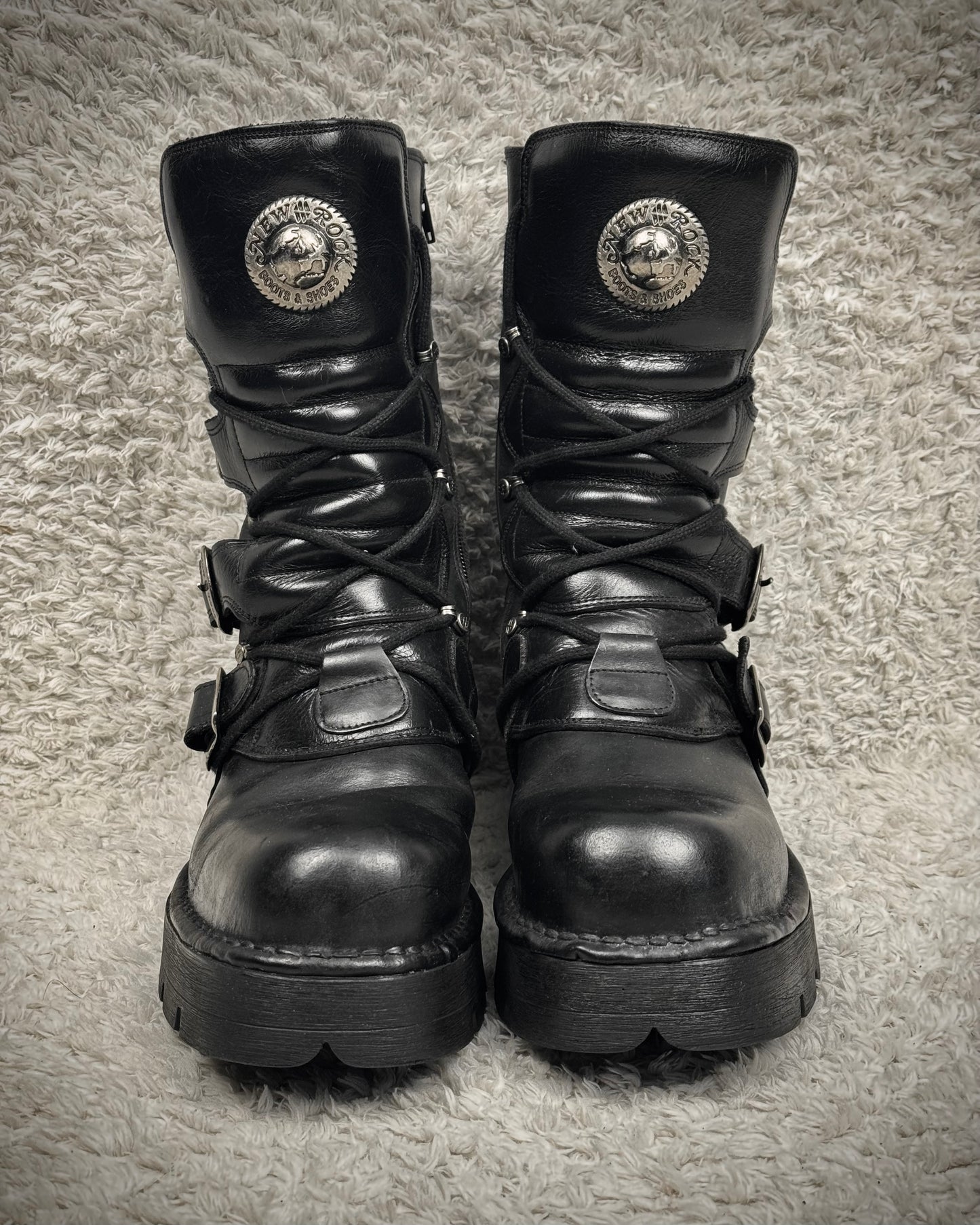 New Rock Steel Heel Leather Boots