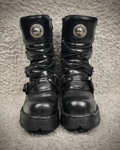 New Rock Steel Heel Leather Boots