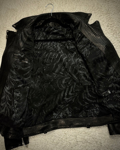 14th Addiction “10 Pythons” Pierced Leather Rider Jacket