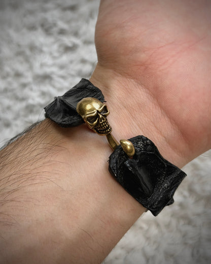 Raw Crocodile Skull Leather Bracelet
