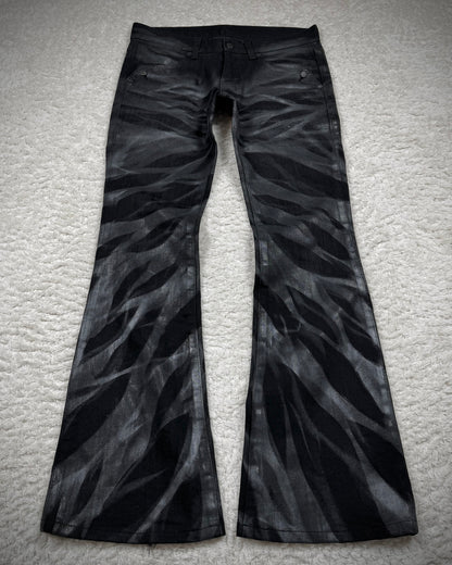 Tornado Mart Zebra Waxed Flared Jeans