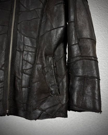 Lamb Fur Interior Leather Patchwork Jacket