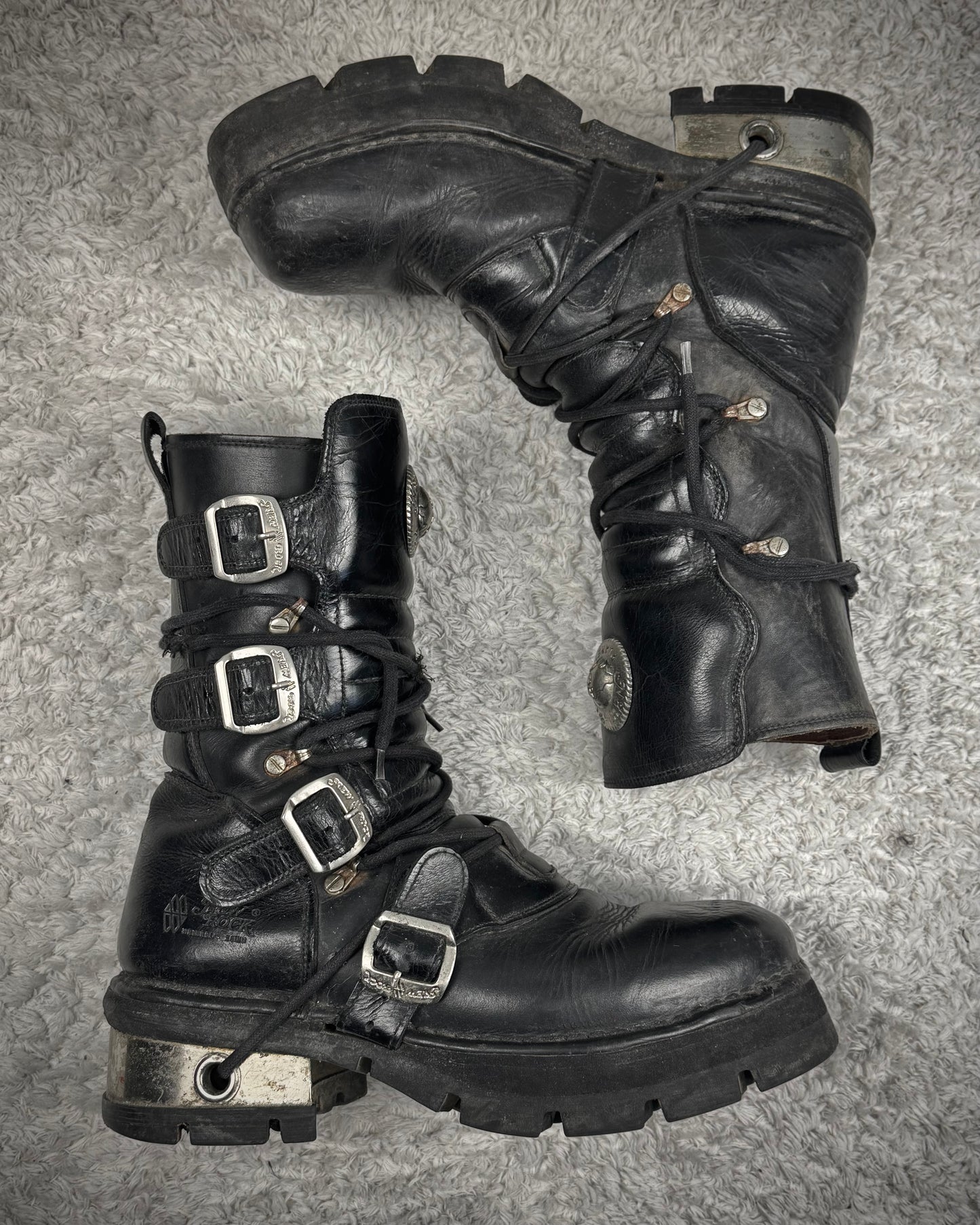 New Rock Steel Heel Leather Boots