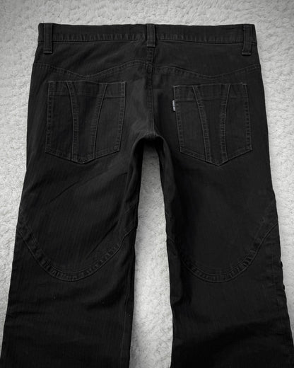 Tornado Mart Pin Striped Lace Up Flared Pants
