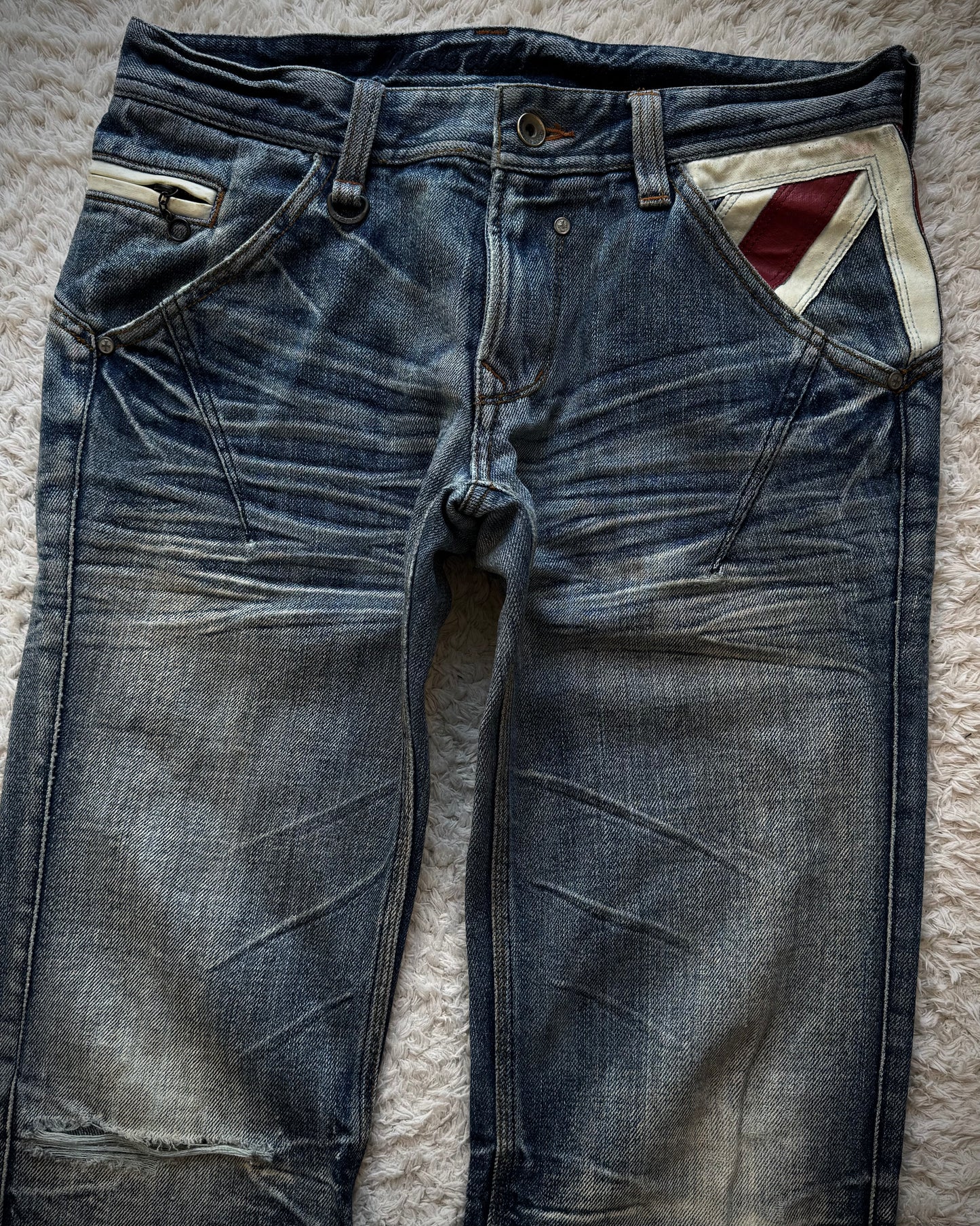 Nicole Club Leather UK Flag Whiskered Denim