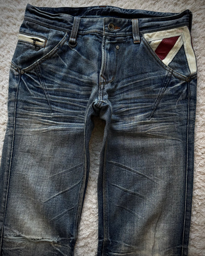 Nicole Club Leather UK Flag Whiskered Denim
