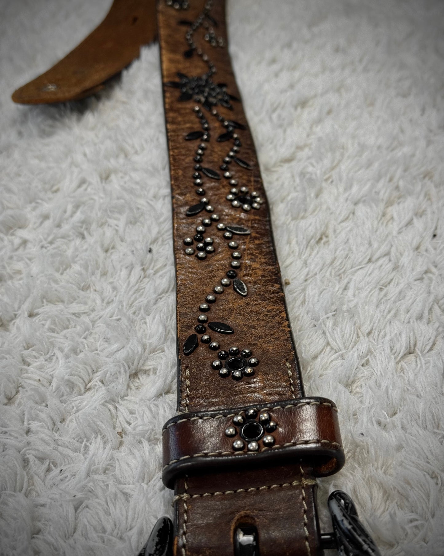 Tornado Mart Vintage Studded Textured Leather Belt