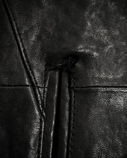 Comme Ca Men Rabbit Fur Collar Leather Jacket