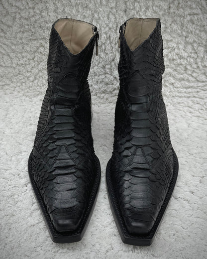 Rewind Pointed Python Leather Boots