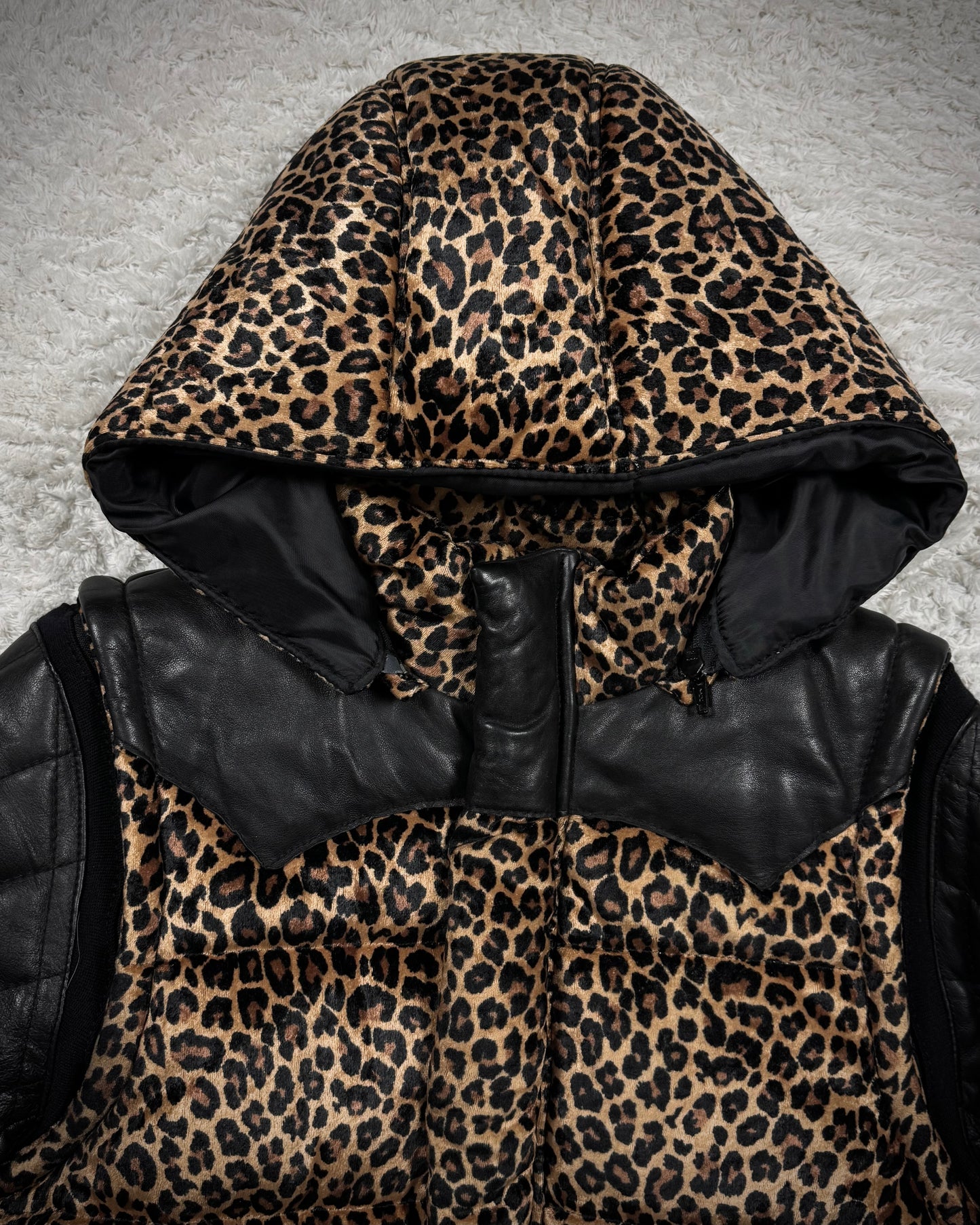 Glamb Transformable Leopard Pattern Puffer Jacket