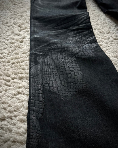 Tornado Mart 3D Python Coated Flared Jeans
