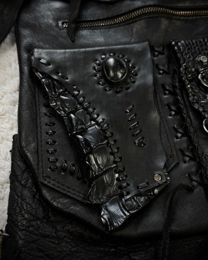 Raw Cut Crocodile Leather Shoulder Bag