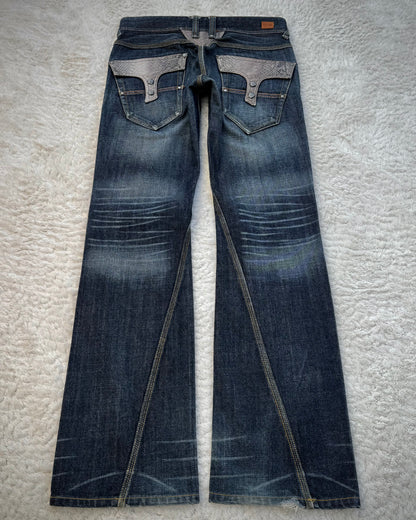 Nicole Club Python Detailed Western Bootcut Denim