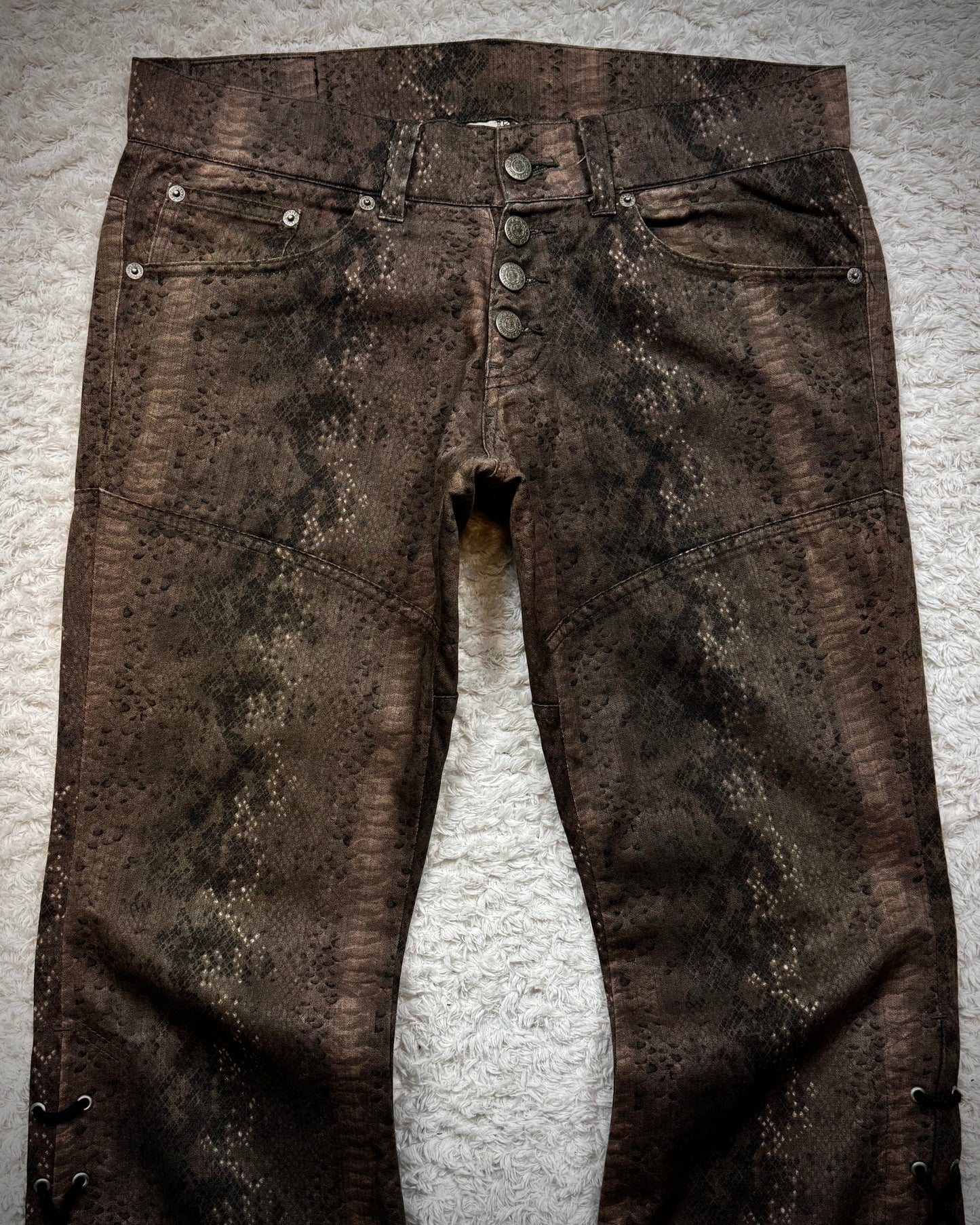 Tornado Mart Python Lace Up Flared Pants