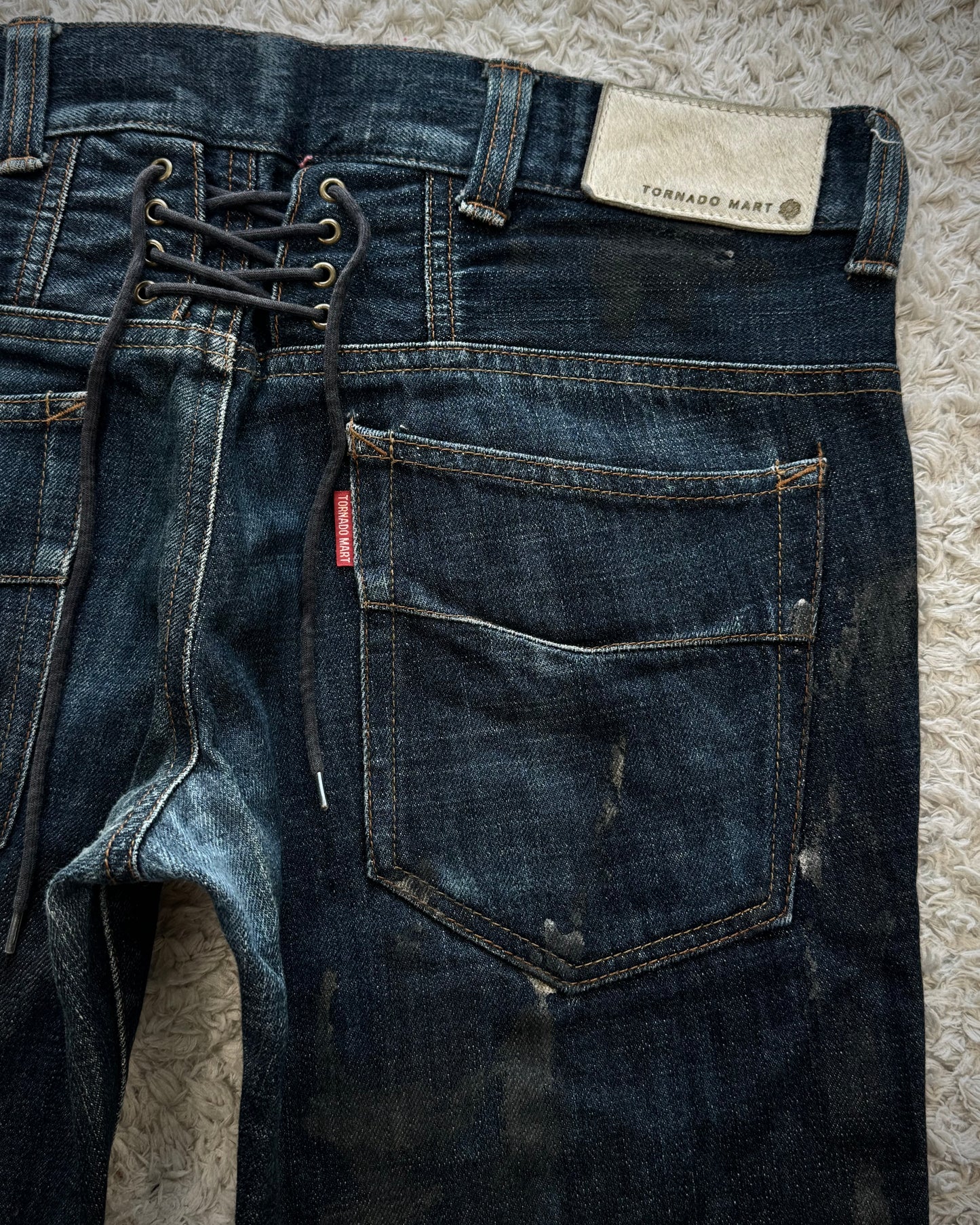 Tornado Mart Painter’s Lace Up Flared Denim