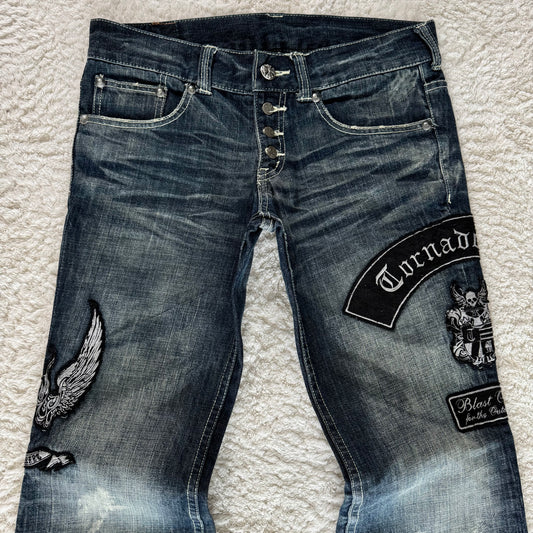 Tornado Mart Patches Flared Jeans