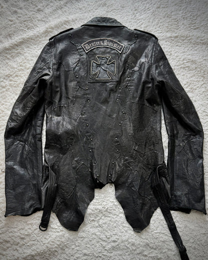 Yasuyuki Ishii Studded Raw Cut Leather Patchwork Jacket