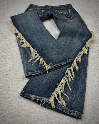 Tornado Mart Spiral Fringe Flared Jeans