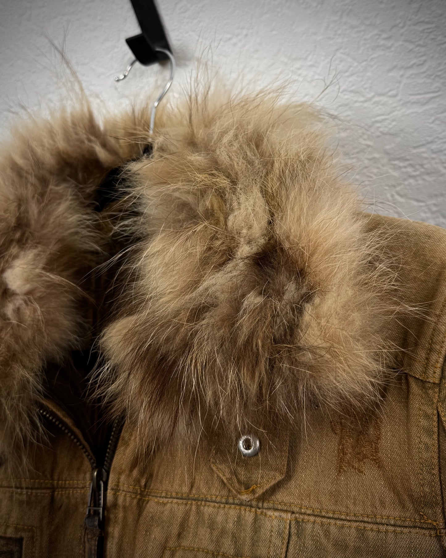 In The Attic Mud Washed Fur Jacket