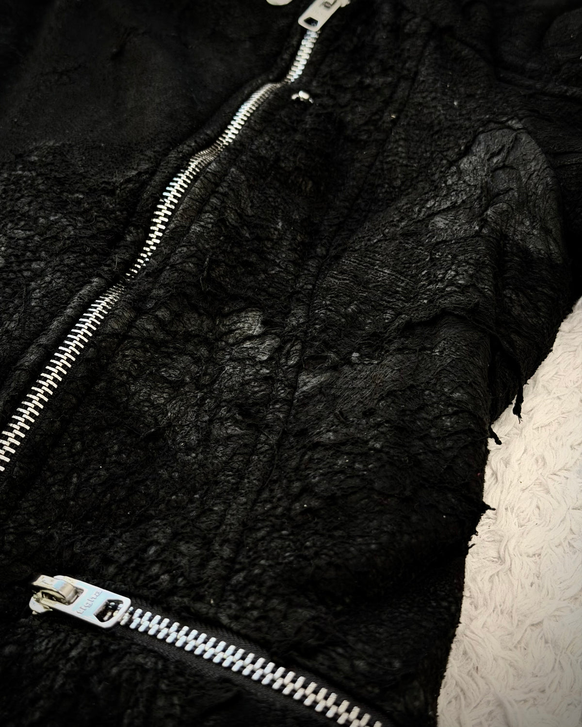 Tigha Blistered Sheepskin Leather Jacket