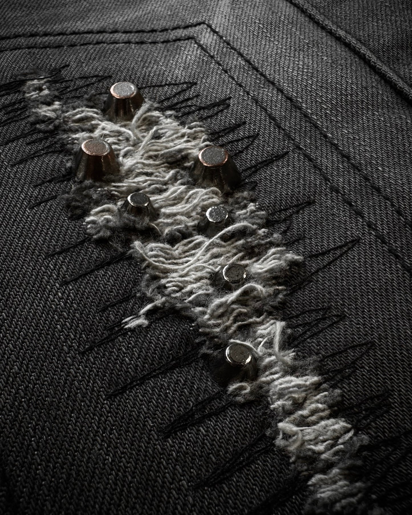 Midas Lace Up Studded Distressing Flared Jeans
