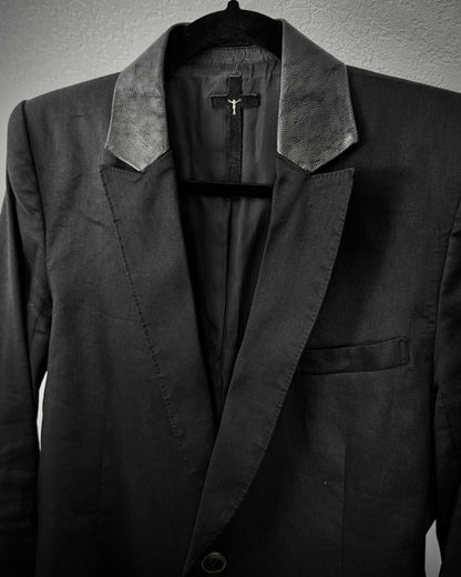 L.G.B. “JK-6” Fringed Spine Goat Collar Cross Blazer