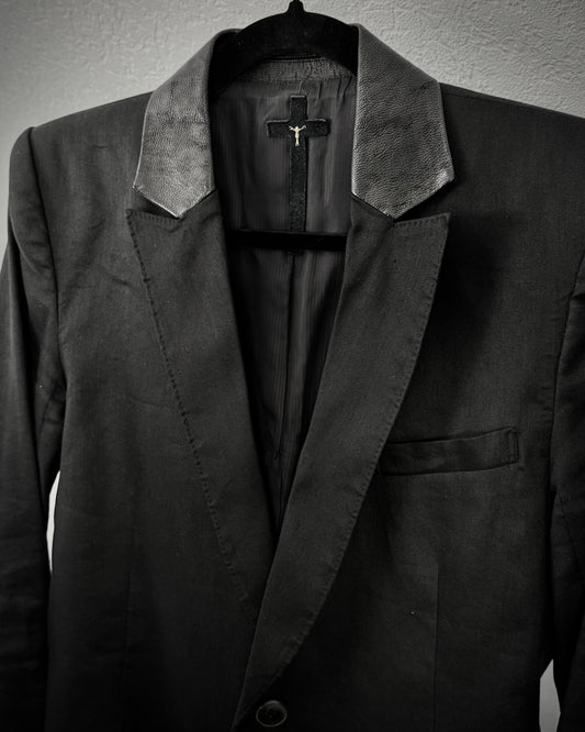L.G.B. “JK-6” Fringed Spine Goat Collar Cross Blazer