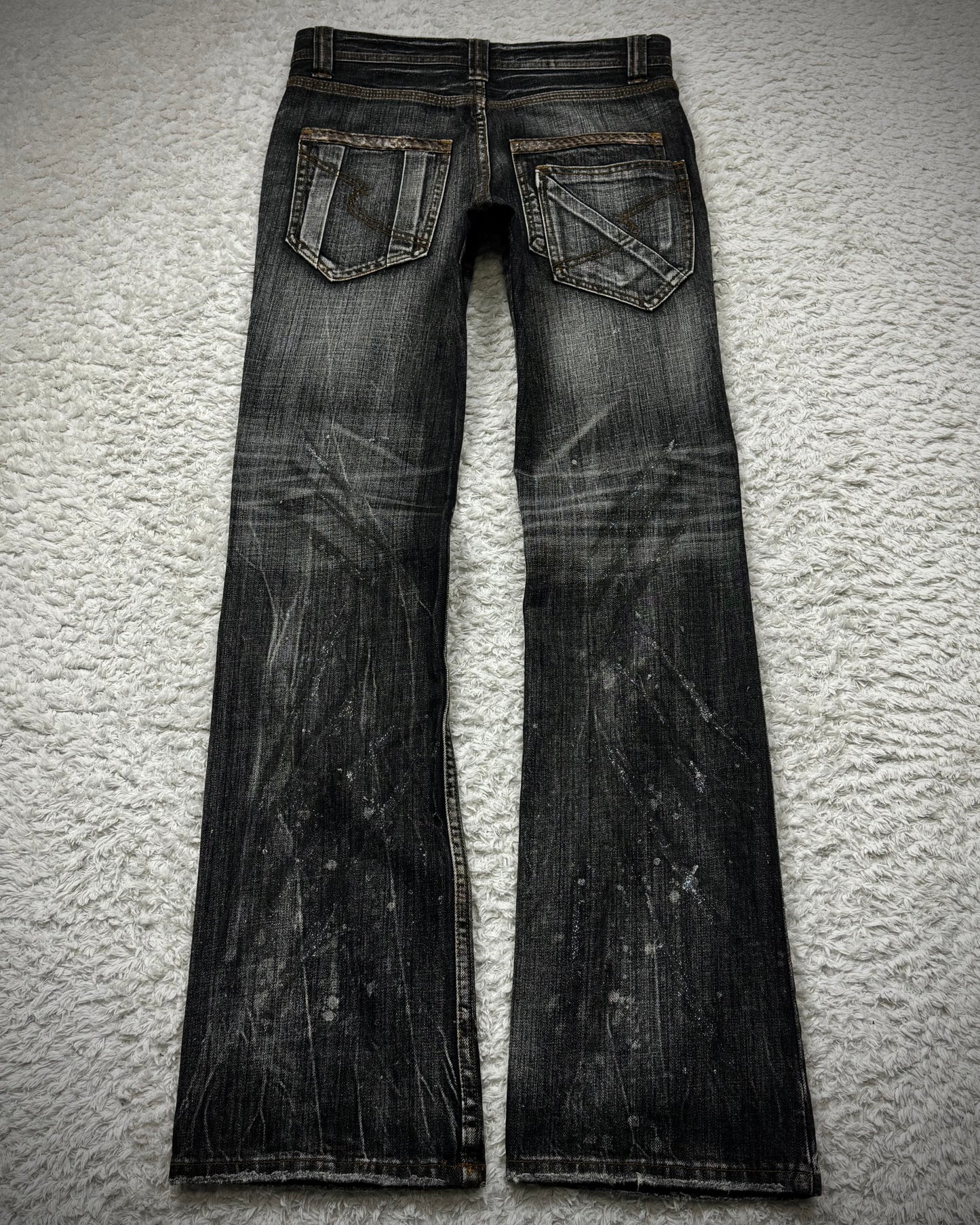 Semantic Design Python Detailed Luster Clawmarks Coated Bootcut Jeans