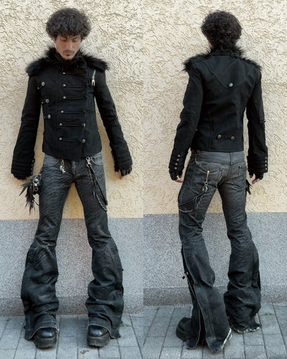 Tornado Mart Python Washed Lace Up Flared Jeans
