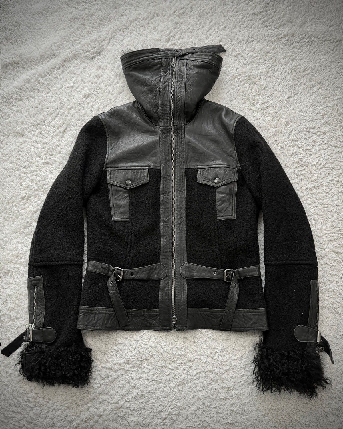 Le Donne Di Fur Wool Leather Jacket