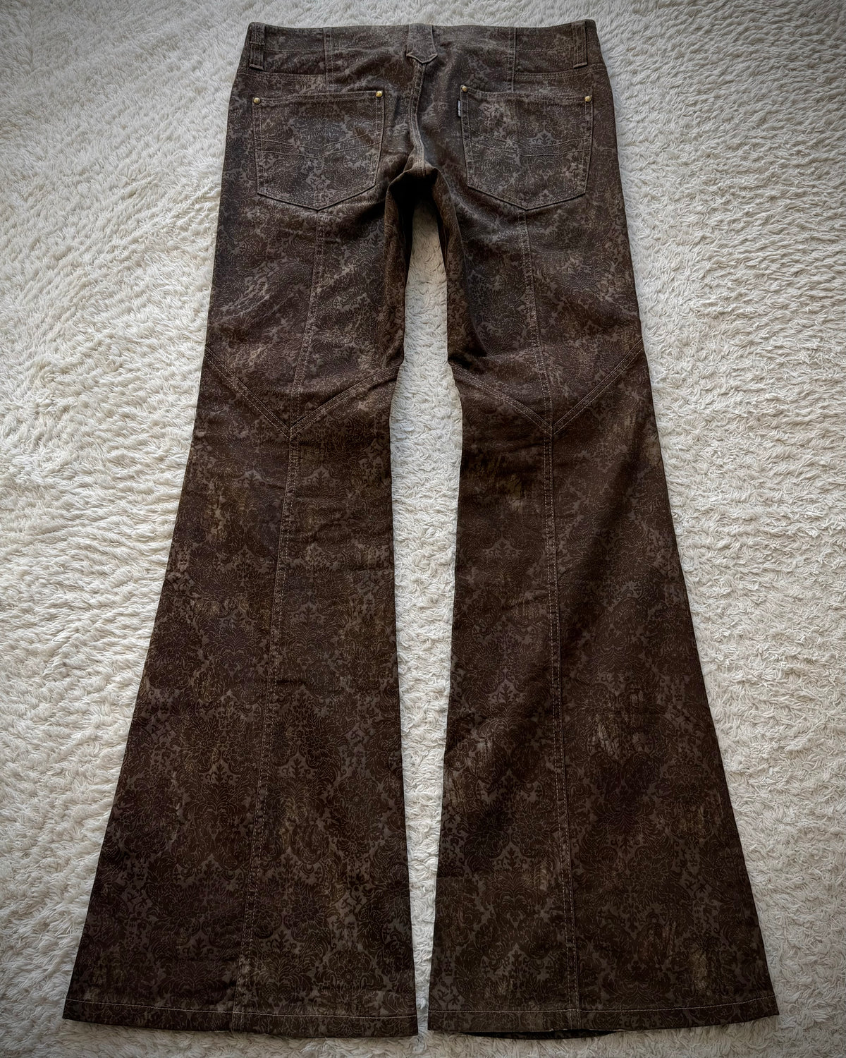 Tornado Mart Vintage Floral Lace Up Flared Pants