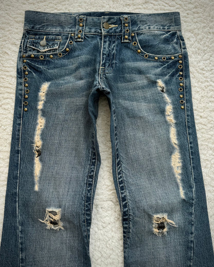 Tornado Mart Pierced Western Spiral Bootcut Jeans