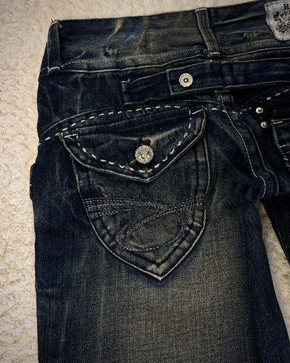 Red Pepper Mud Washed Wide Leg Flared Jeans