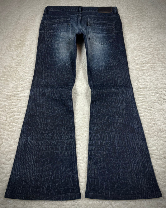Tornado Mart Crocodile Washed Flared Jeans