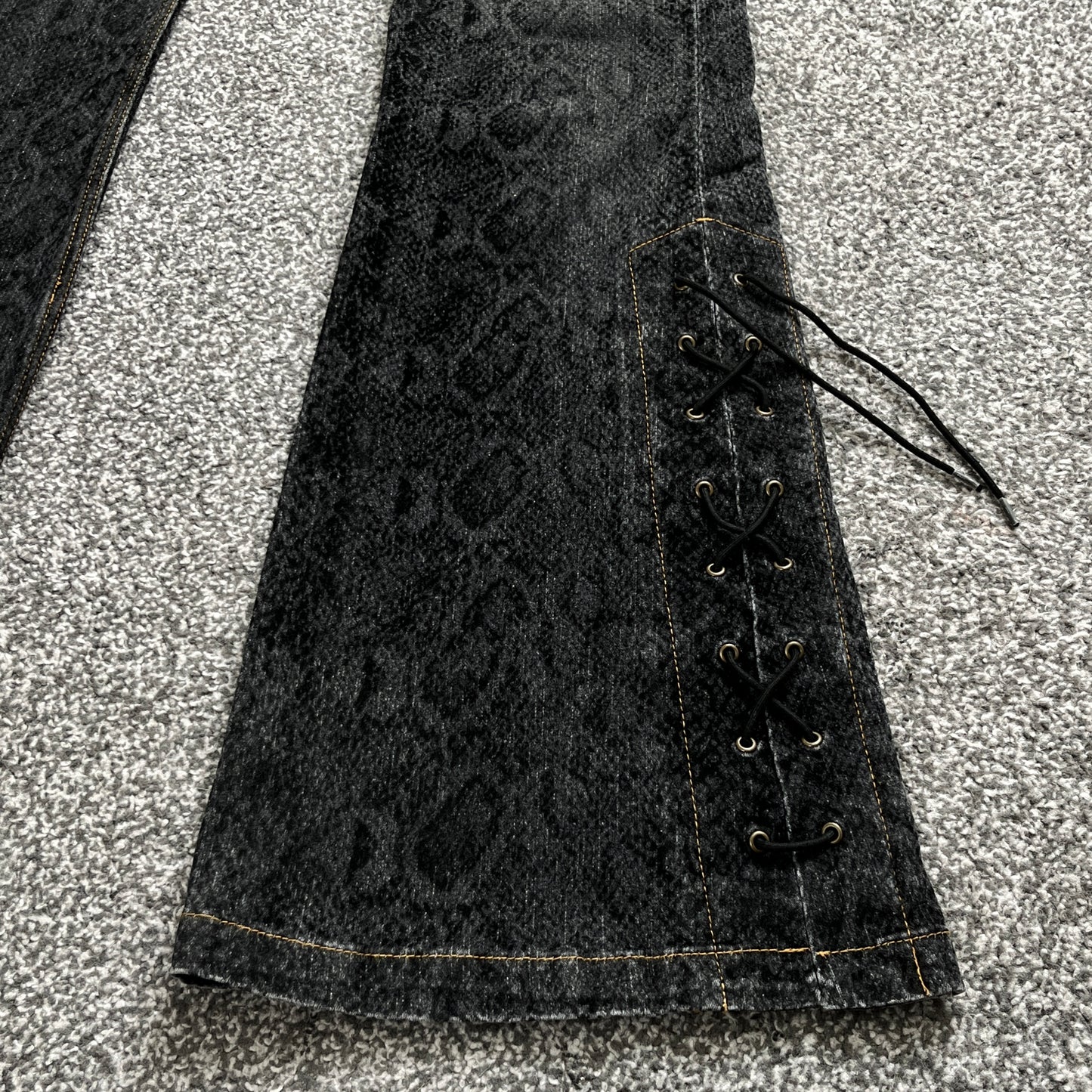 Tornado Mart Snakeskin Lace-Up Pants