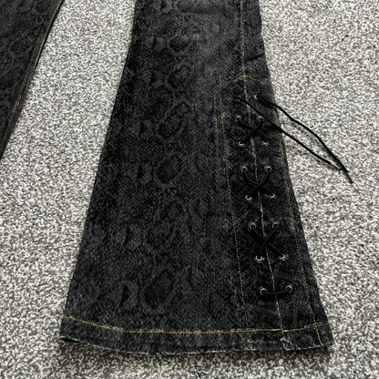 Tornado Mart Snakeskin Lace-Up Pants