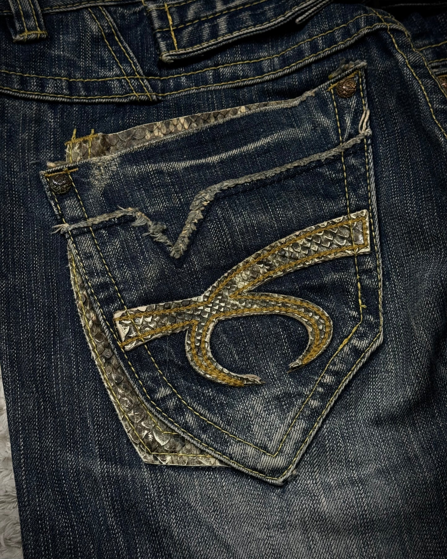 Red Pepper Python Detailed Bootcut Jeans