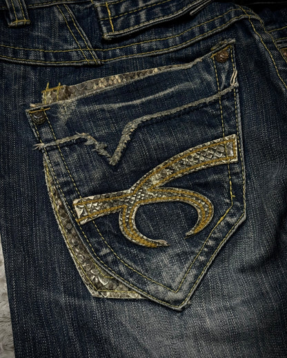Red Pepper Python Detailed Bootcut Jeans