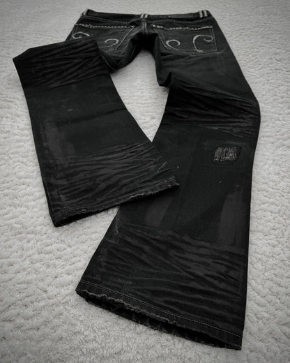 Solberry Studded Pierced Waxed Bootcut Jeans